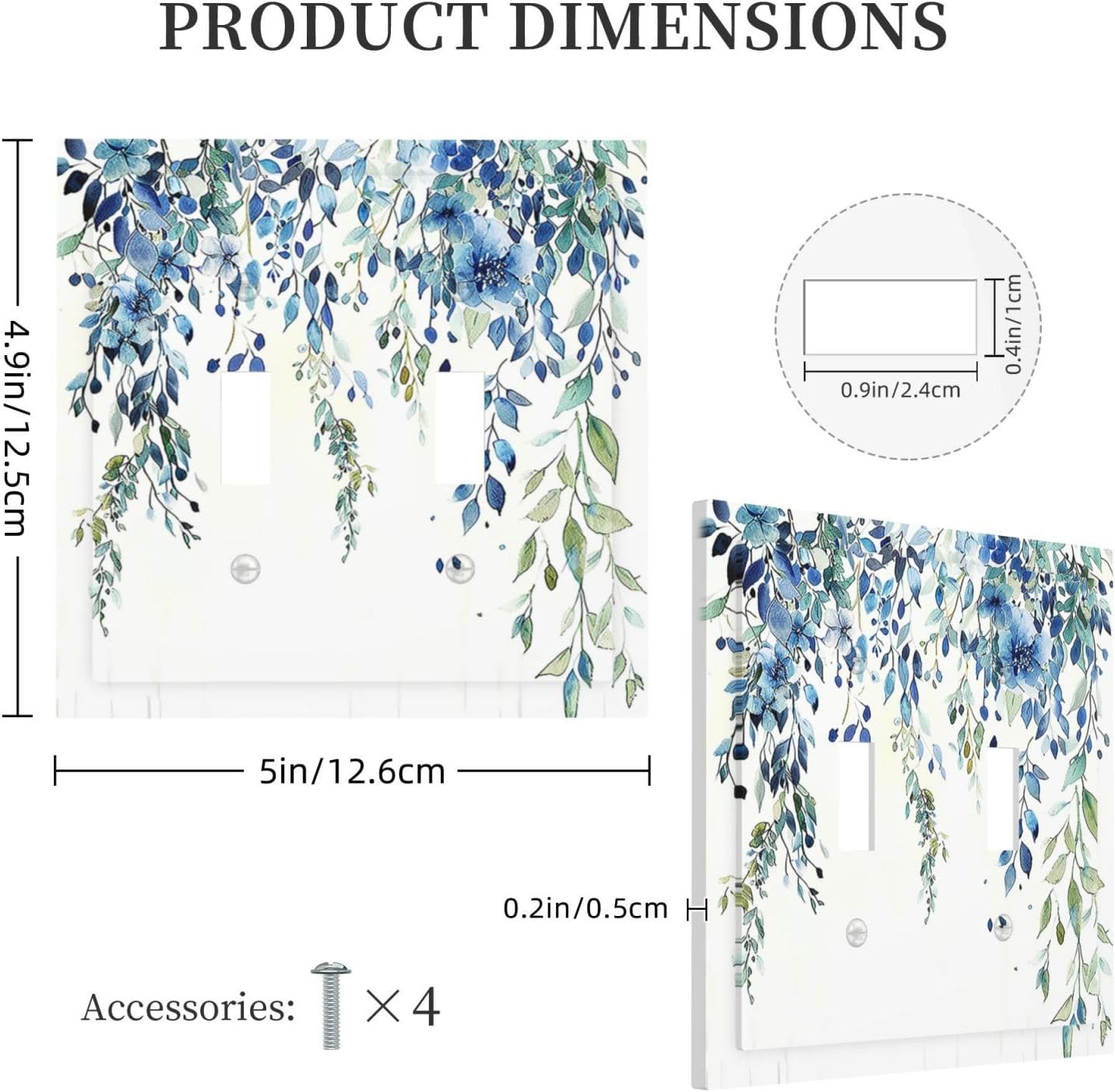 Decorative Switch Plates Boho Vintage Flowers Blue Green Sage 2 Gang Double Toggle Outlet Light Switch Cover Wall Plate Electrical Faceplate for Bedroom Farmhouse Decor