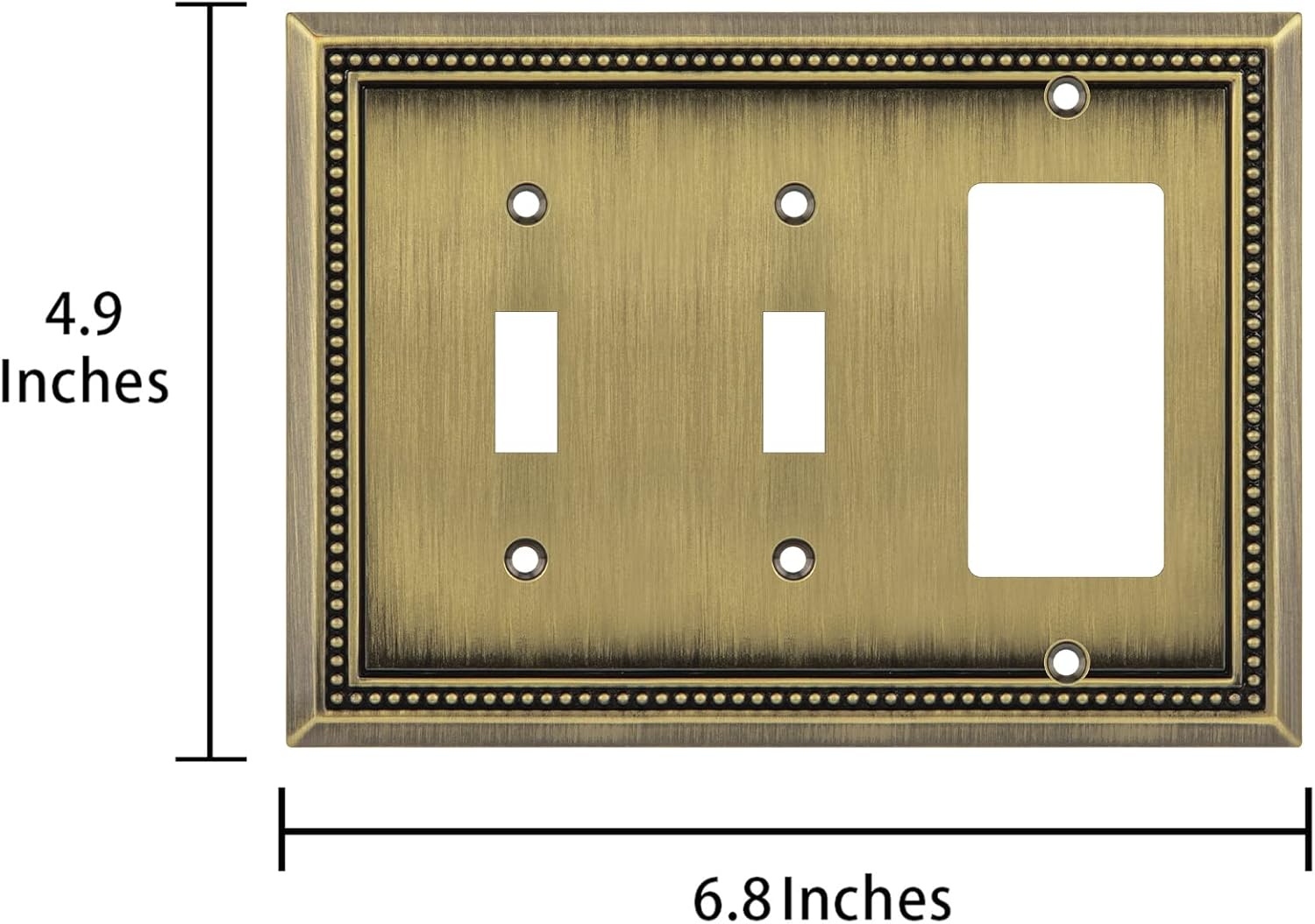 Henne Bery Sunken Pearls Heavy Duty Decorative Wall Plate Switch Plate Outlet Cover (Double Toggle/Single Decorator, Antique Brass)