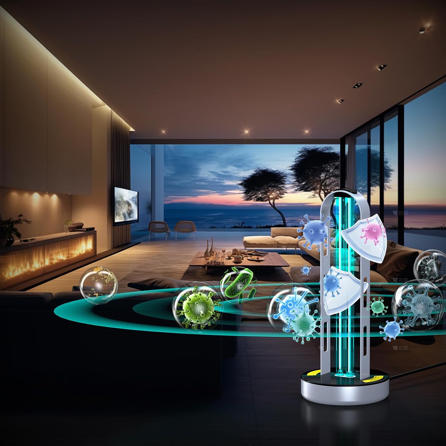 UV Light Sanitizer, Ultraviolet Lamp with Remote Control, UV Lamp with Motion Sensor,3 Speed Timings for Home, Room & Kitchen