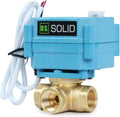 U.S. Solid 3/8" 3 Way Brass Motorized Ball Valve 110-230VAC, L Type Water Shutoff Valve with Manual Function, Standard Port, NOT for Drinking Water