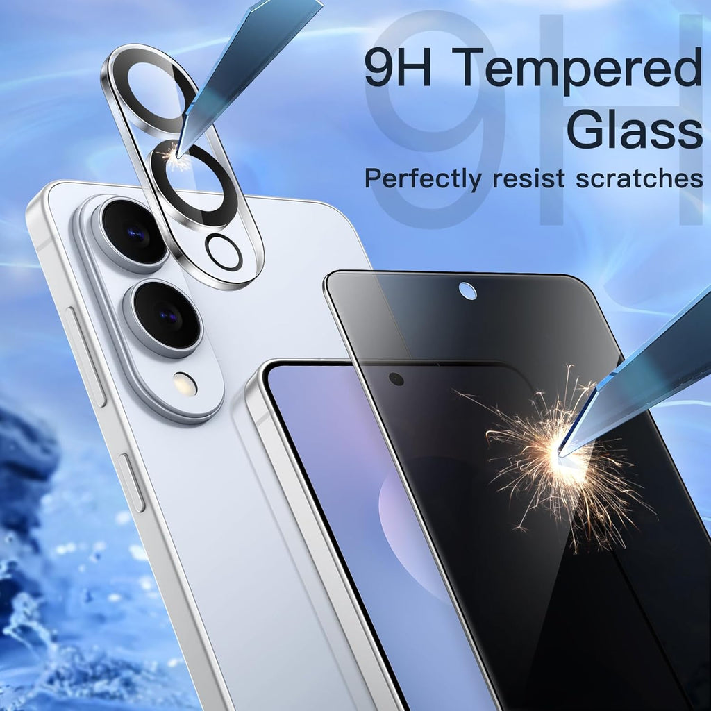 JETech Privacy Screen Protector for Samsung Galaxy S25 Edge with Camera Lens Protector, Anti-Spy Tempered Glass Film, Fingerprint ID Compatible, 2-Pack Each