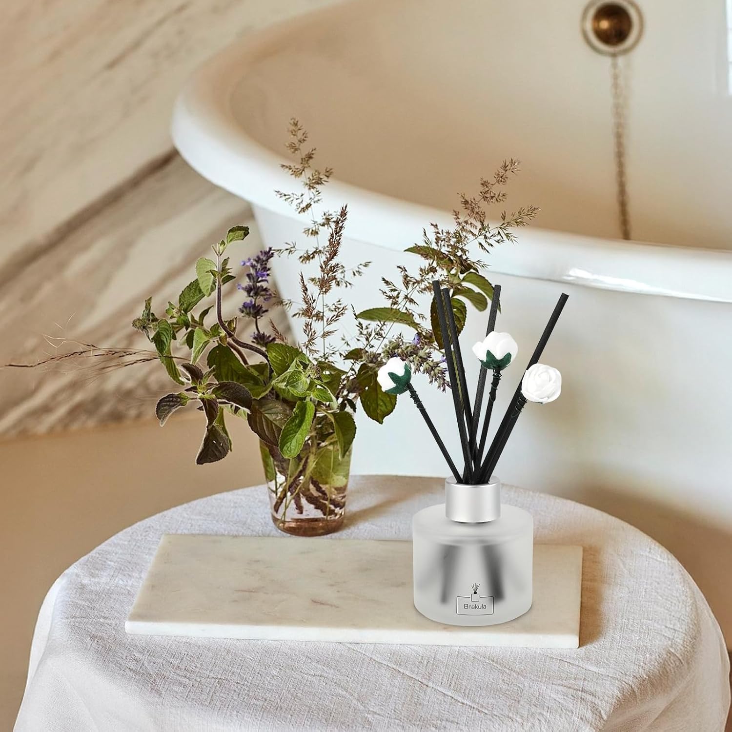 Brakula 2 Pack Reed Diffuser Set, Lemon Verbena Scented, Home Fragrance with 14 Sticks Bathroom Decor, Reed diffusers for Home 6.76 fl oz (Lemon Verbena)