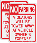 GicnKeuz Large No Parking Signs,14x10 Inches Violators Will Be Towed Away at Vehicle Owner's Expense Signs, Reflective Aluminum, Fade Resistant,Indoor or Outdoor Use (2-Pack)