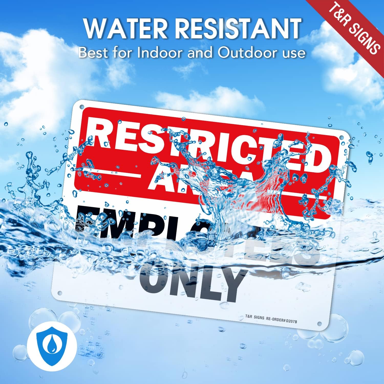 Restricted Area Sign Employees Only Sign - 4 Pack - 10 x 7 Inches Rust Free .040 Aluminum - UV Protected, Waterproof, Weatherproof and Fade Resistant - 4 Pre-drilled Holes