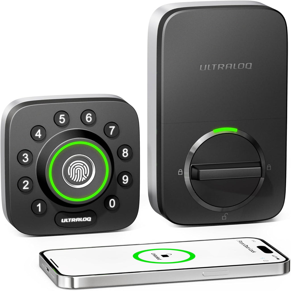 ULTRALOQ Smart Lock U-Bolt Pro, 7-in-1 Fingerprint Keyless Entry Door Lock with App Control, Anti-peep Keypad, Auto Lock, Smart Deadbolt Front Door, IP65 Waterproof, Easy Installation, 1 Year Battery