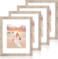 iRahmen 11x14 Picture Frame Set of 4 with Tempered Glass, Smoke Gray Frame Display 8x10 Pictures with Mat or 11 x 14 Without Mat, Wood Rustic Photo Frames for Horizontal or Vertical Wall Mounting