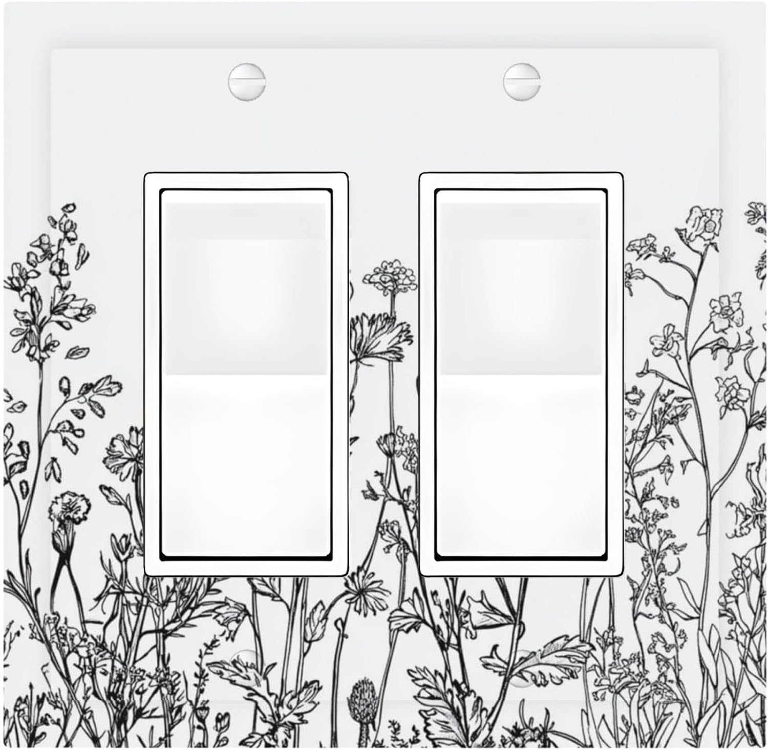 Decorative Outlet Covers Floral Wildflower Rustic Plant Leaves 2 Gang Double Gfci Rocker Electrical Wall Panels Light Switch Cover Plate For Farmhouse Cabin Decor
