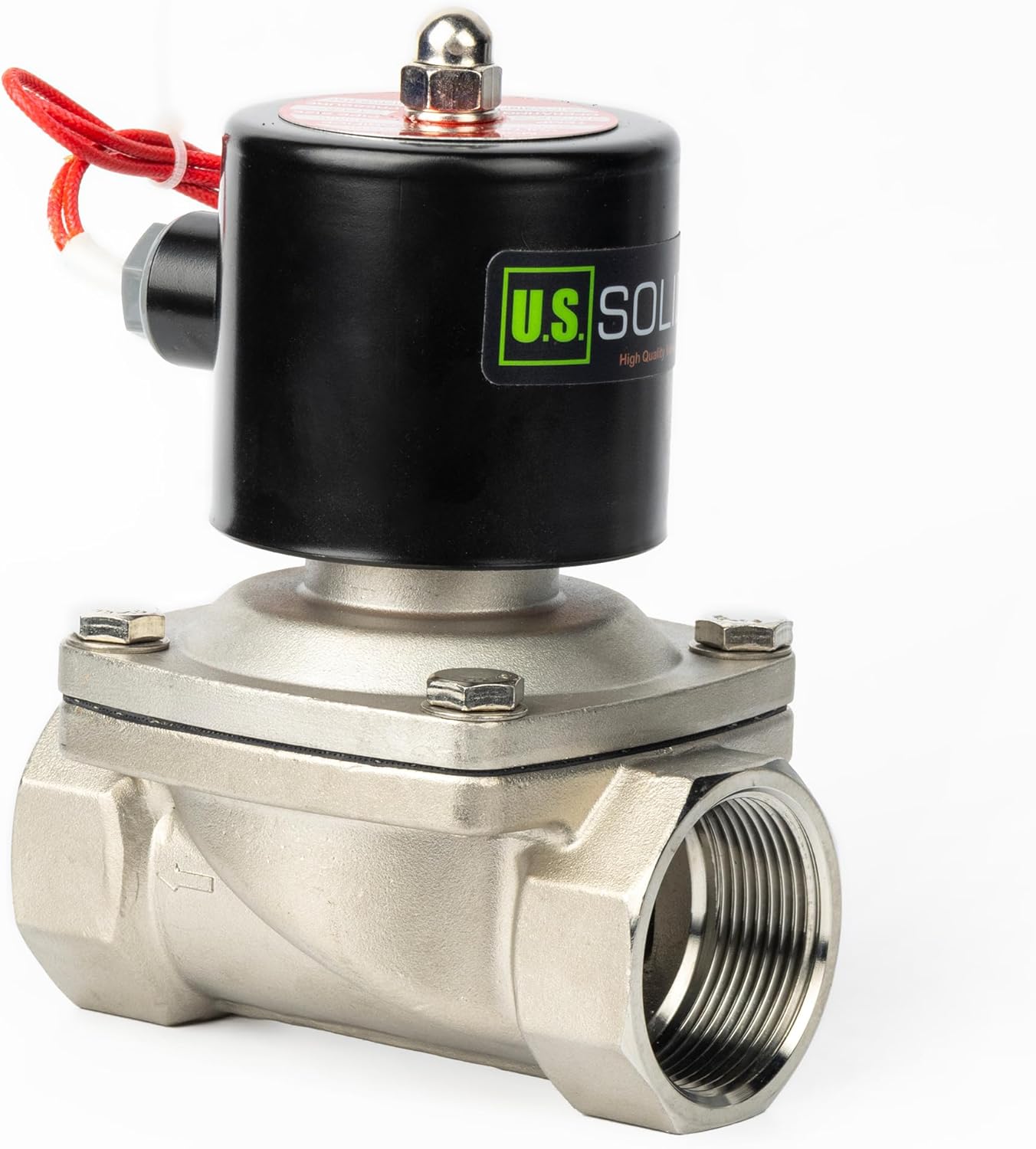 U.S. Solid 1-1/2" Solenoid Valve - 110V AC Stainless Steel Electric Solenoid Valve, Normally Closed, Viton Seal