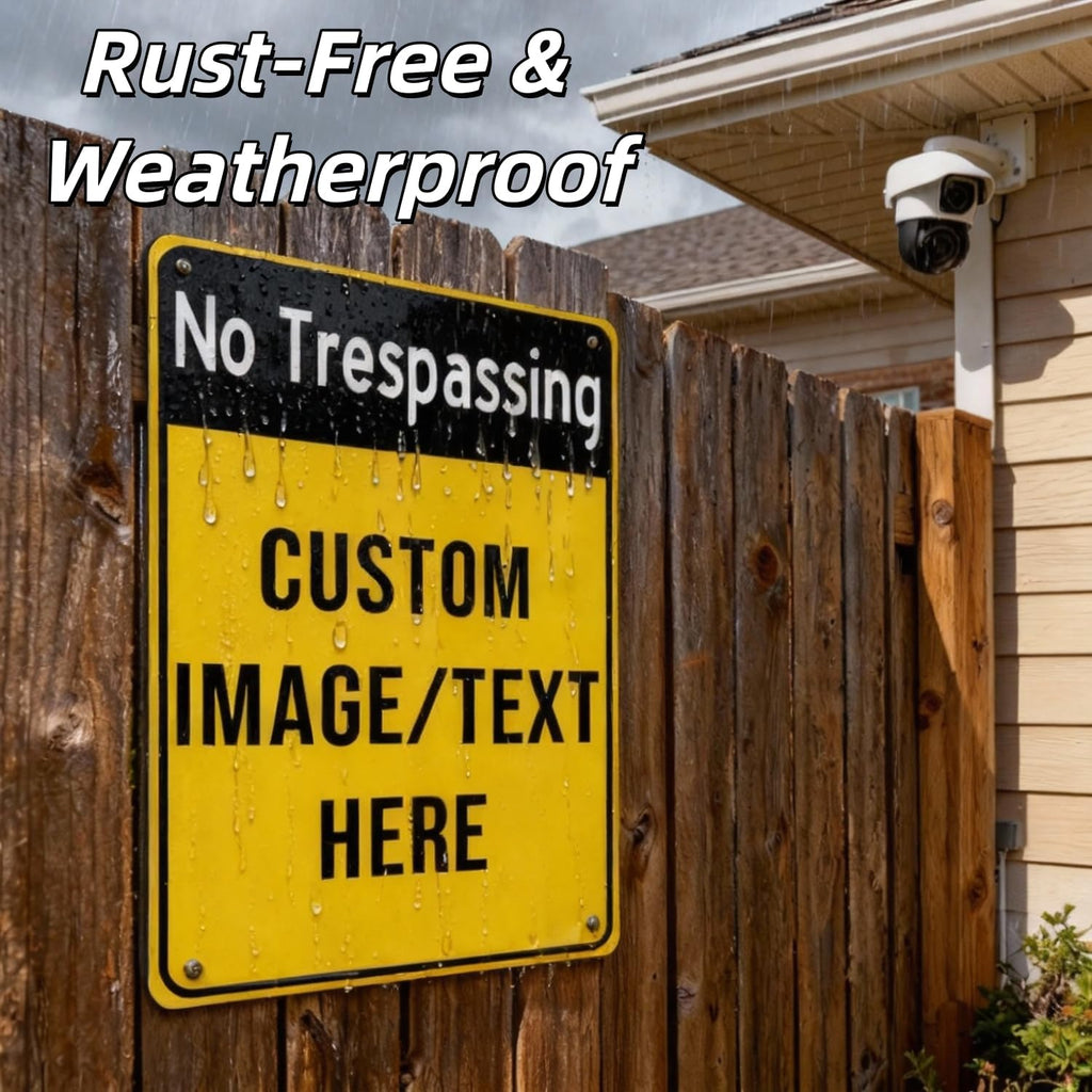 Custom No Trespassing Sign –15x20 Inch Private Property Outdoor Aluminum Sign, Rust-Free, Weatherproof, Reflective Option, Glow-in-the-Dark, Single/Double Sided