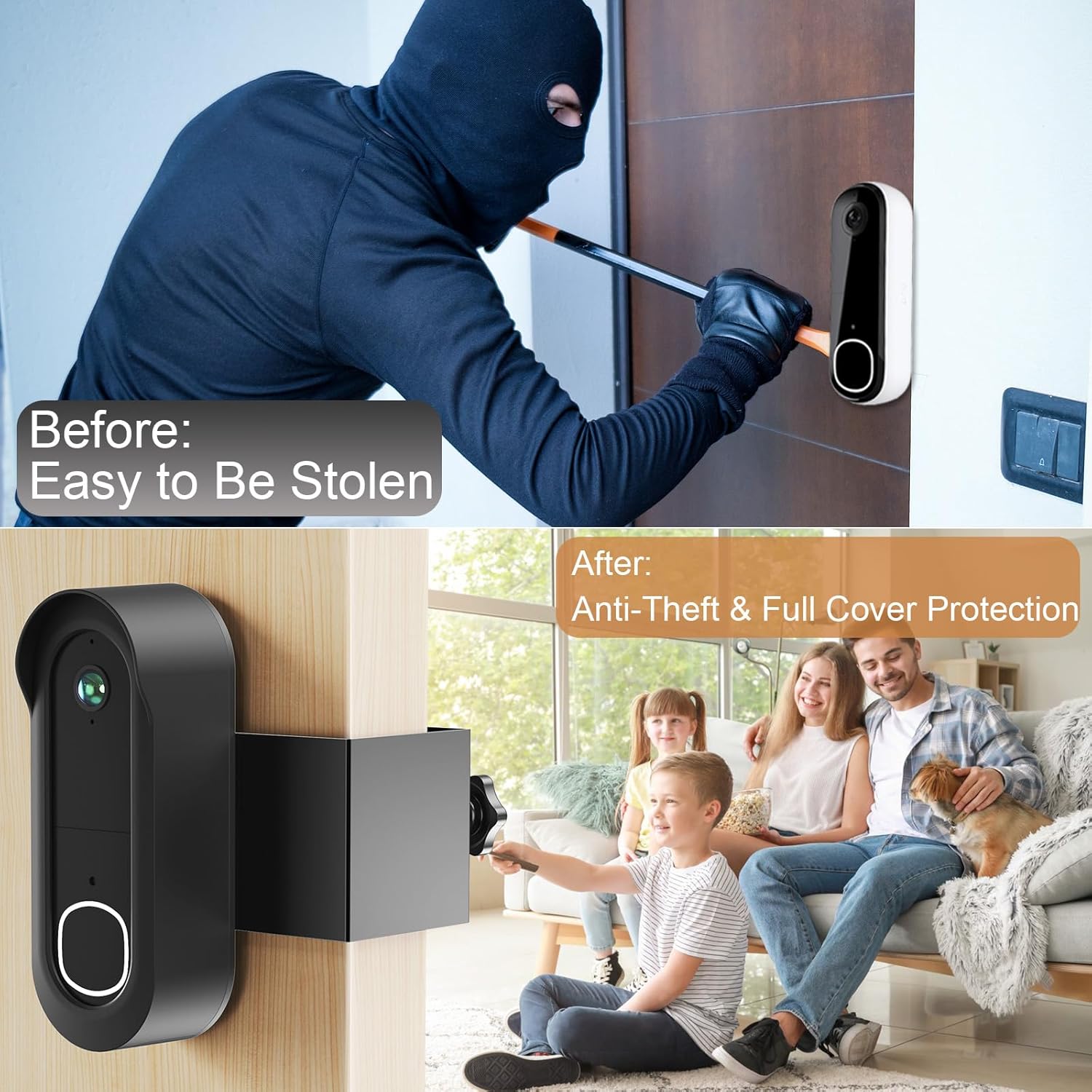 Anti-Theft Doorbell Mount Compatible with Arlo Video Doorbell 2K/HD (2nd Gen), Easy Installation, No-Drill Door Mount Cover Holder Accessories for Apartments Home Rentals Office, Not for Security Door