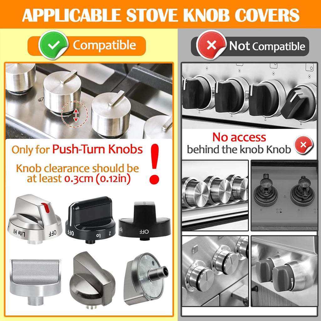 Stove Knob Covers for Child Safety (5 Pack), Stove Knob Safety Covers, Childproof Oven Lock Knob Covers with Adhesive, Prevent Kids-Pets from Gas Stove Knob Locks, Heat-Resistant Upgraded-Clear