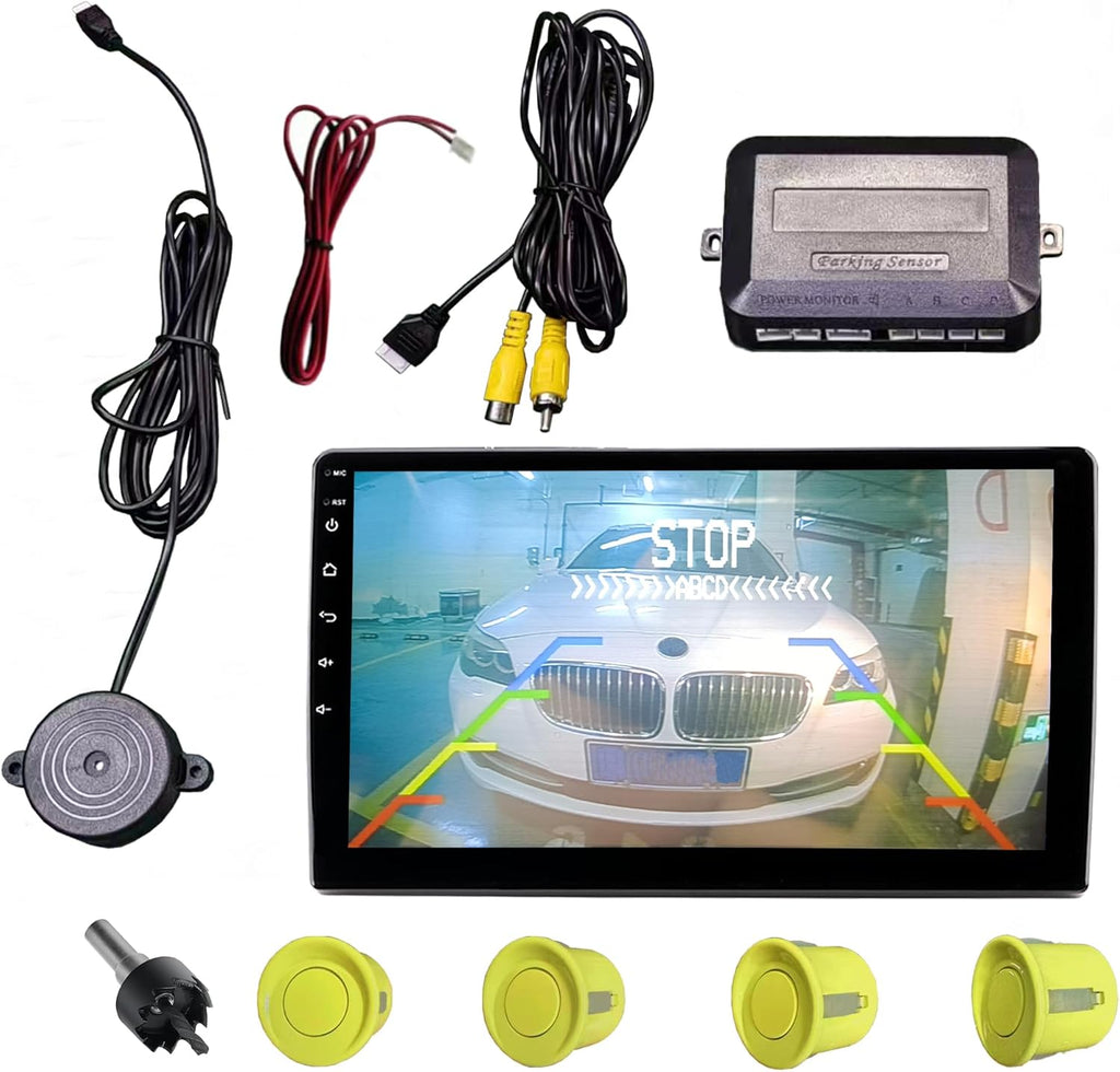 LCD Parking Sensor Kit - Displays Data on Original Screen, Easy Rear Installation, Compatible with All Camera Formats (AHD, CVBS), 18 Probe Colors to Match Any Vehicle