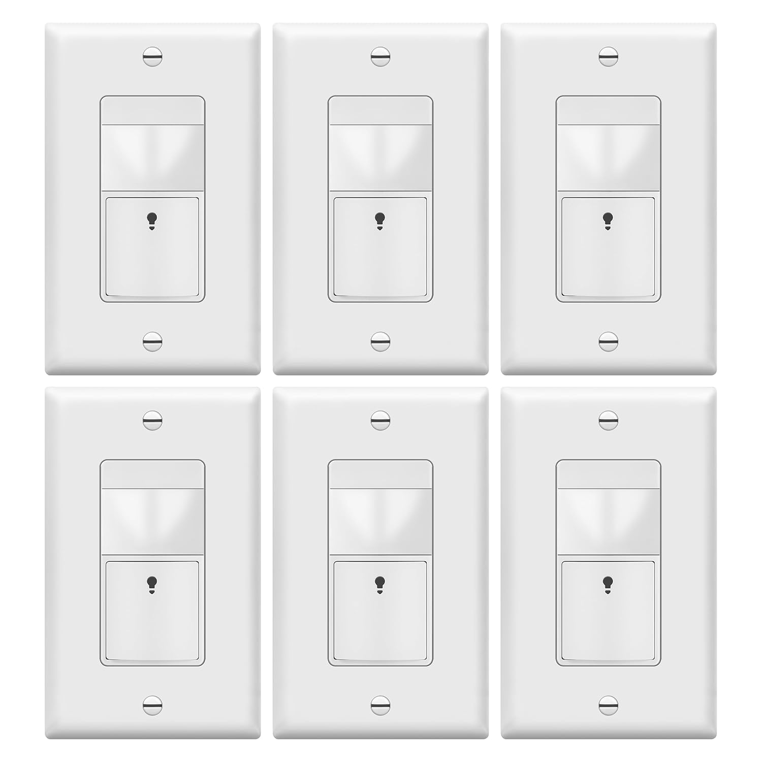 TOPGREENER PIR Motion Sensor Light Switch, Occupancy & Vacancy Motion Sensor Switch, Operable Without Ground Wire, No Neutral Wire, Single Pole, TDOS5-HL-W-6PCS, White