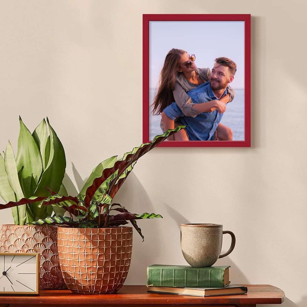 Renditions Gallery 8X10 Custom Photo Prints with Real Wood Picture Frames. Create Personalized Photos with Peel & Stick Photo Frames. Single, Red Frame