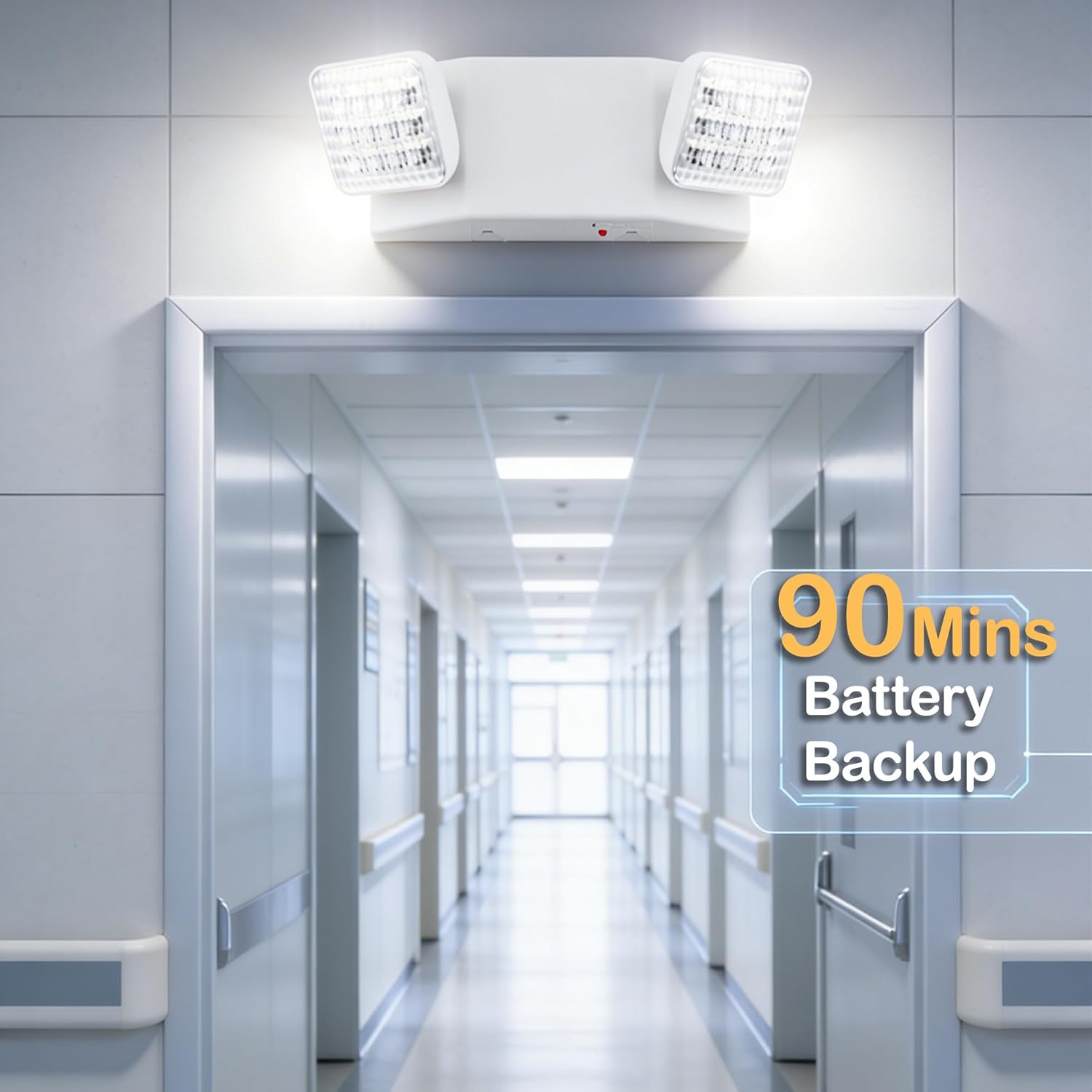 LIT-PaTH LED Emergency Lighting Fixtures with 2 LED Heads and Back Up Batteries- US Standard Exit Light, UL 924 and CEC Qualified, 120/277 Voltage, 6-Pack