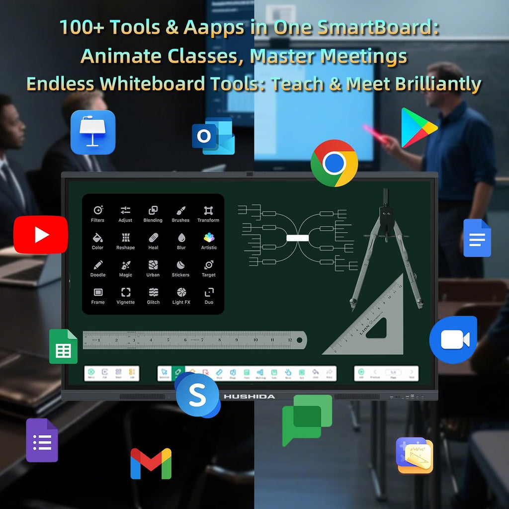 65" Smart Board Google EDLA-Certified 4K Interactive Whiteboard SmartBoard for Classroom & Office, Android 14 Touchscreen with 13MP AI Camera Win 11 Pro 8G RAM+256G ROM, 40-Points, Wall Mount