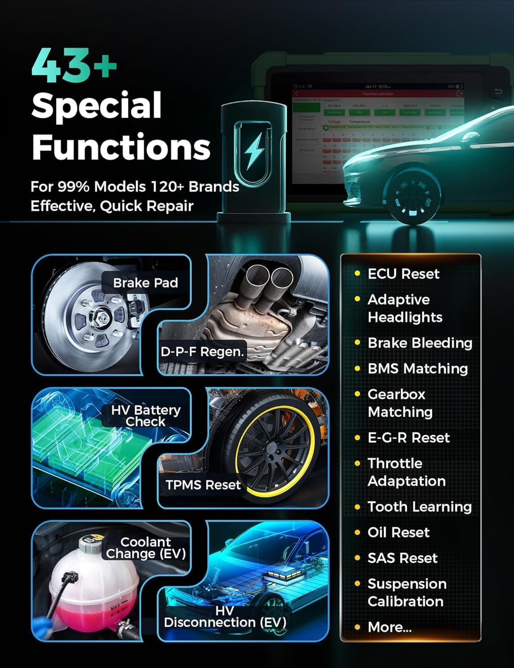 Launch X431 CRP919 EV 2026 Bidirectional Scan Tool, for Electric Vehicles New Energy Cars, All-in-One Full System Diagnostic Scanner, 43+ Reset, ECU Coding, CANFD&DOIP, FCA AutoAuth, 2Yrs Free Update