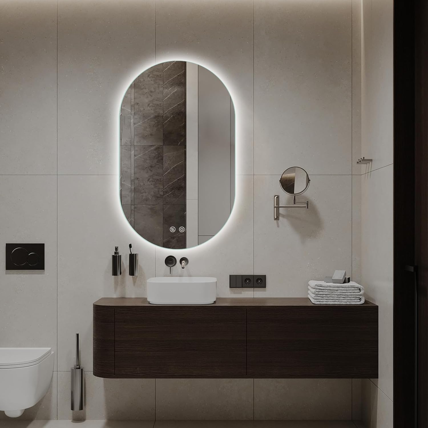 Niccy Oval LED Bathroom Vanity Mirror, 36x22inch Frameless Backlit Mirror with Light, Smart Anti-Fog Waterproof Mirror with Memory Function Dimmable Lighted Mirror