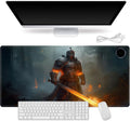 Small Heated Desk Pad 23.6" x 14.2" – Compact Electric Mouse Pad with 3 Heating Levels, Auto Shut-Off, Waterproof PU Surface, Plug-in Warmer for Office or Home Use, Fire Warrior