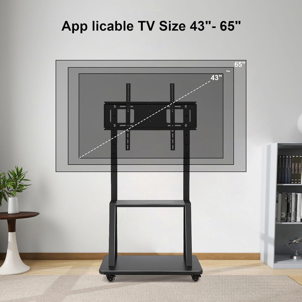 Smart Board Stand with Wheels,Height Adjustable Mobile Rolling Stand for Classroom & Office, Holds up to 300lbs, Whiteboard Portable Cart on Wheels (for 43-65 Inch Smart Board)