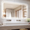 Led Bathroom Mirror with Lights, Anti-Fog & Tri-Color Lighting - Wall Mounted Shaving Mirror with Touch Sensor, Waterproof Smart LED Vanity Mirror Tempered Glass Dimmable 55" L x 36" W