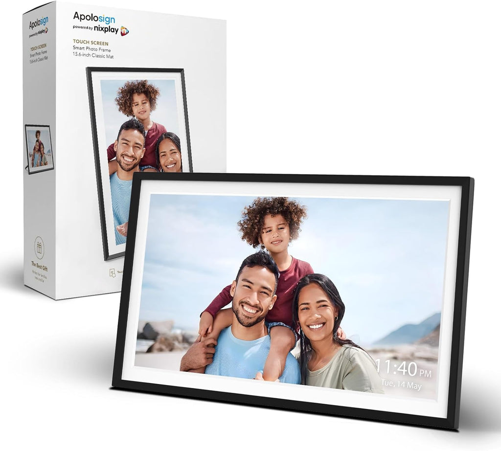 ApoloSign Digital Picture Frame Powered by Nixplay, 15.6" Large WiFi Digital Photo Frame, Easy to Share Photos/Videos via Nixplay App, 1920x1080 FHD IPS Touch Screen, Auto-Rotate, Free Cloud Storage