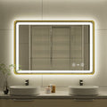 24x36 Inch Gold Framed LED Bathroom Mirror, Smart Bathroom Mirror with Motion Sensor Lights, Anti Fog, Stepless Dimmable & 3 Colors Temperature Adjustment, LED Vanity Mirror for Wall