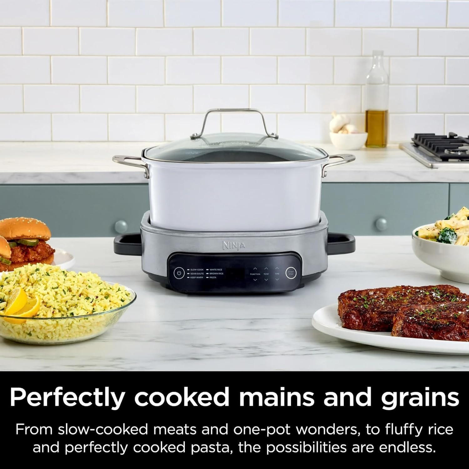 Ninja Foodi PossibleCooker 6.5Qt PRO Plus 10-in-1 Smart Cook System - Multi-Function Rice Cooker, Slow Cooker, Sous Vide with Thermometer - Electric Pot for Kitchen Appliances (6.5 QT)