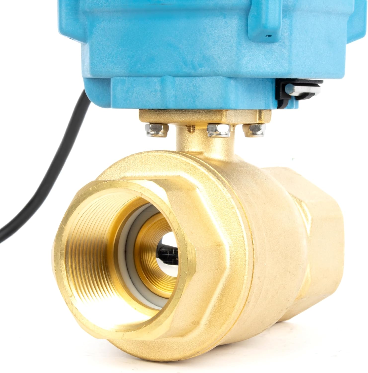 U.S. Solid 1-1/2" Motorized Ball Valve with US Plug 110VAC Brass Electrical Ball Valve, IP67, Manual Override, Direction Display Auto Return, Normally Closed, IP67
