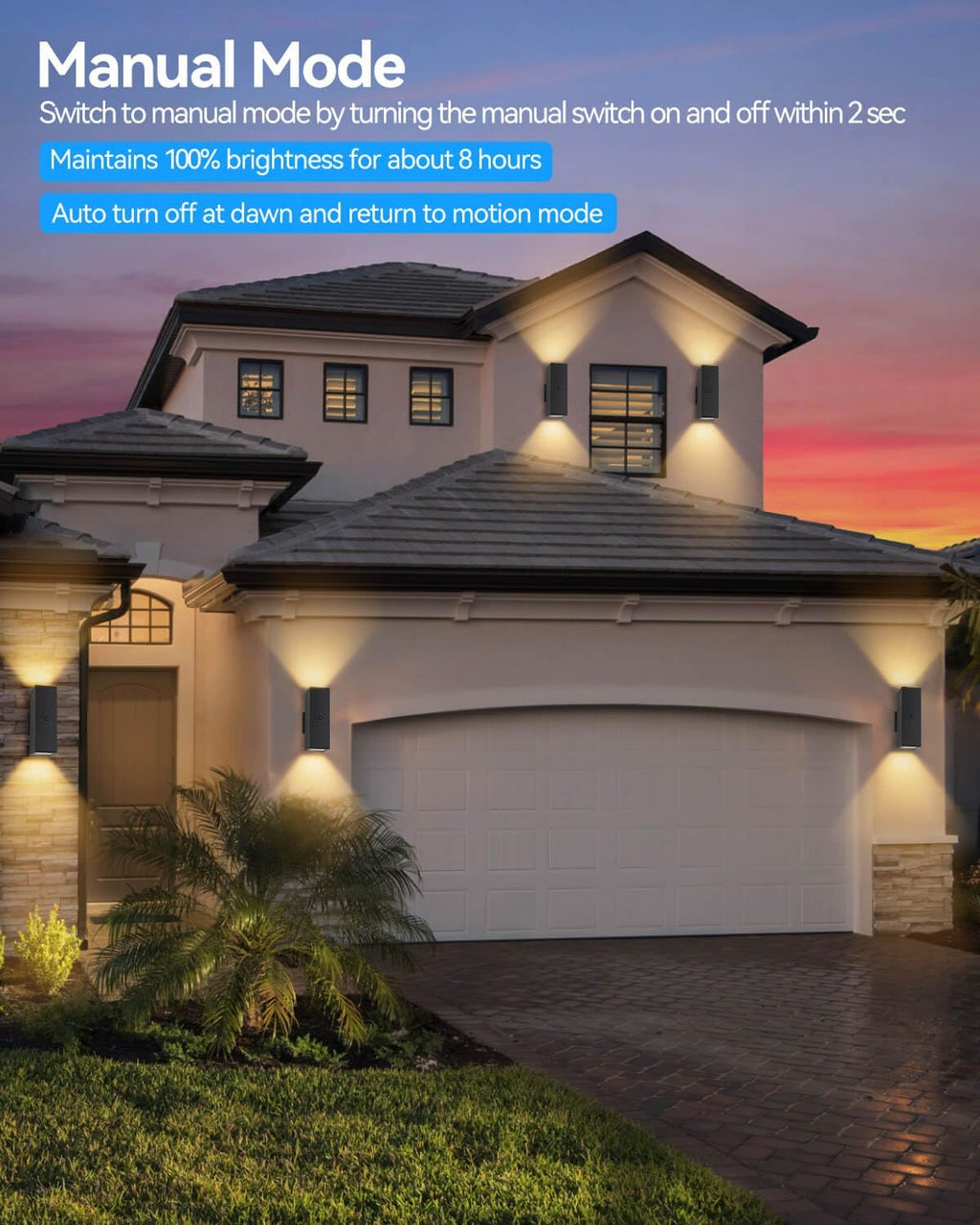 Motion Sensor Outdoor Lights, Modern Outdoor Wall Lights Black Exterior Light Fixture with E26 Base, Square Motion Detector Lights for Outside, Waterproof Sconce for House Porch, Bulbs Included