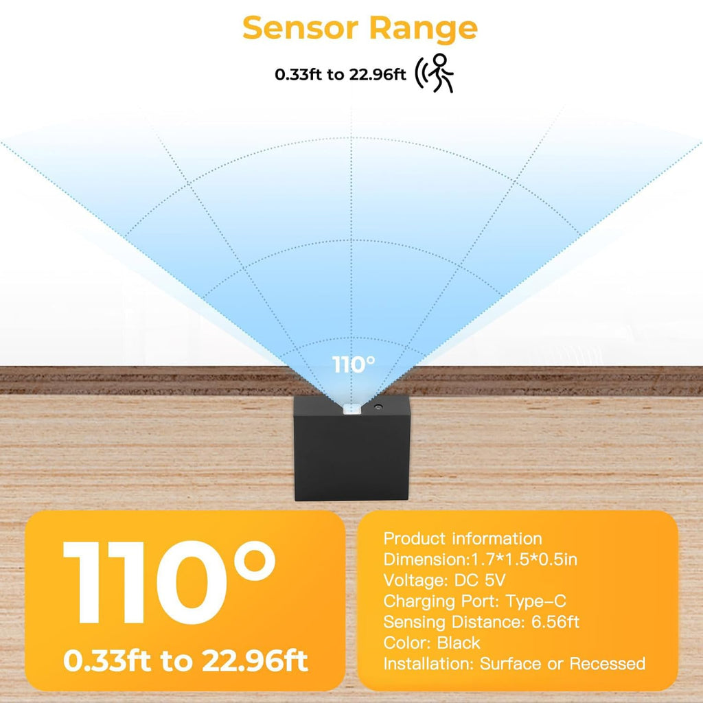 VST Motion Sensor Light Switch, Wireless IR Sensor Switch, LED Light Automatic Switch for Closet Light Under Cabinets Counters Wardrobes with JST Male and Female