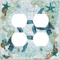 Outlet Covers Nautical Green Sea Turtles Beach Blue Ocean 2 Gang Double Duplex Decorative Light Switch Covers Electrical Wallplates Socket Faceplate For Bathroom Kids Room Decor