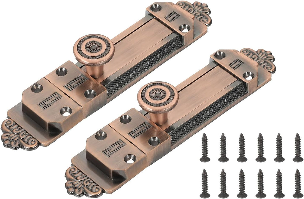PATIKIL Barrel Bolt Latch, 2 Pack 5 Inch Slide Door Locks Zinc Alloy Gate Door Catch Bolt Latch for Bathroom Bedroom Barn Warehouse, Red Bronze