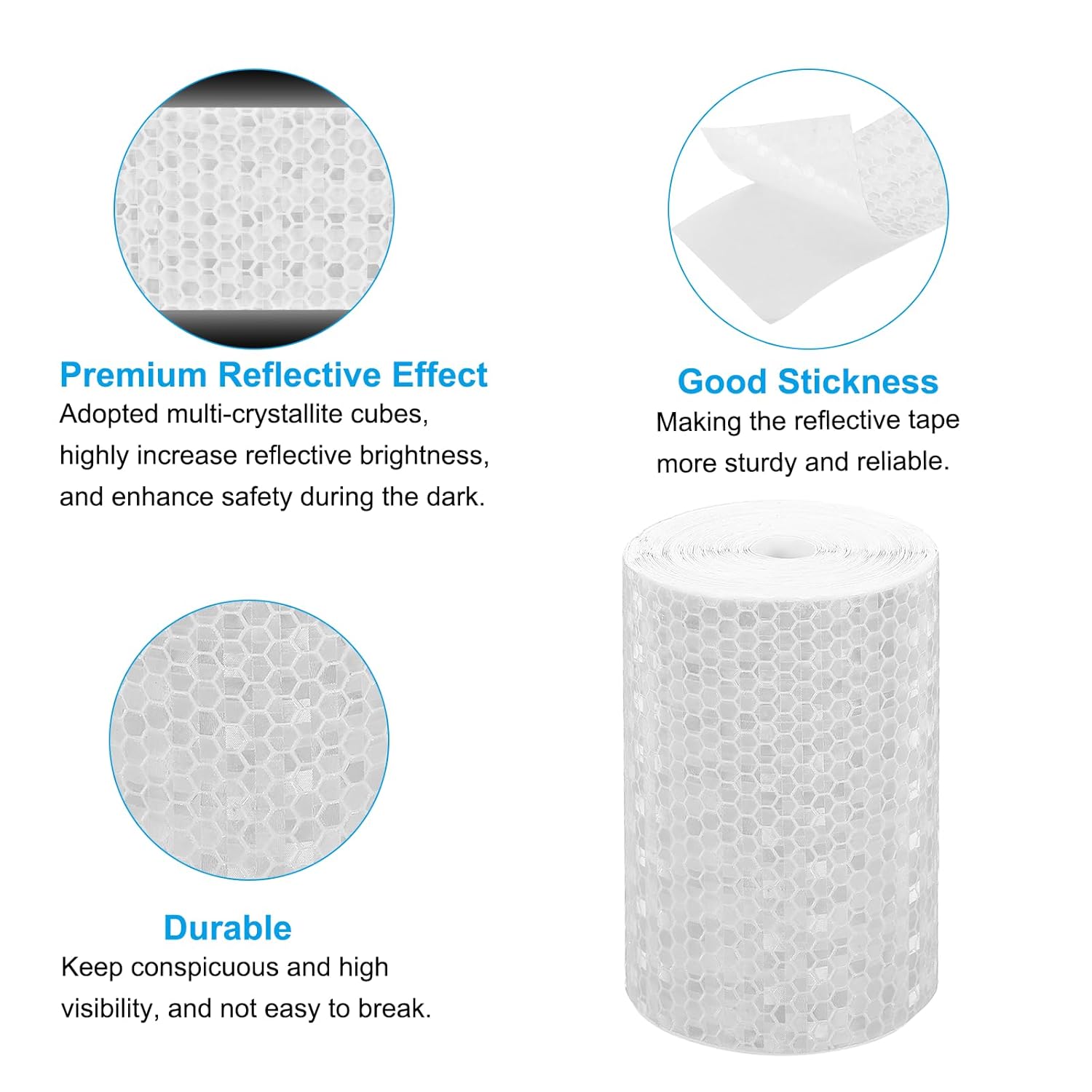 PATIKIL 4 Inch x 33 ft Reflective Tape, 1 Roll Waterproof Self Adhesive High Visibility Caution Warning Safety Tape Reflector with Scraper for Trucks Trailers Cars, White