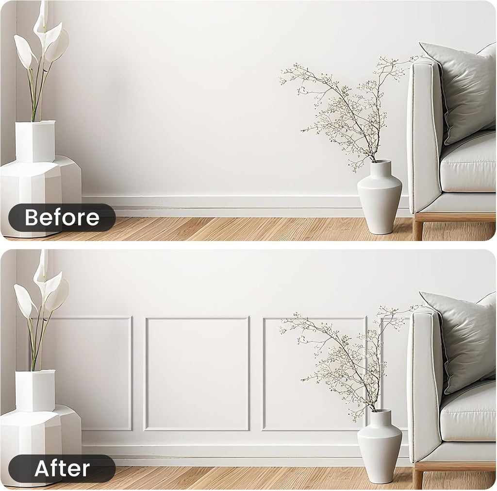 Peel and Stick Wainscoting Panels Kit, 3 Sets 16''x20'' Premade Wall Molding Peel and Stick Panels for Interior Wall Trim, Easy DIY Wainscoting Panels Peel and Stick Decor