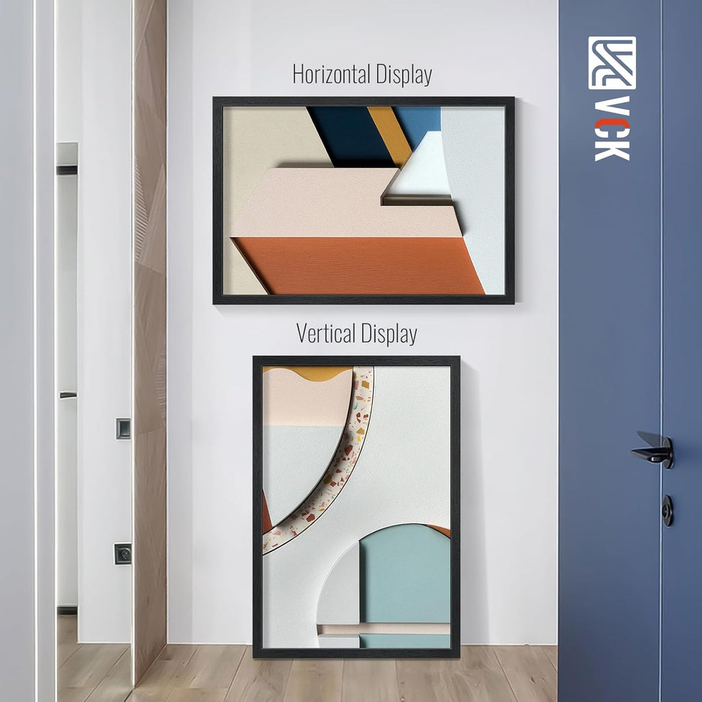 VCK 27x40 Poster Frames Black Set of 6, Wide Border Wood Picture Frame, Multi-Directional Display Family Photos, Office Prints, Studio/Gallery Art, Woodgrain Series, Wall Hanging