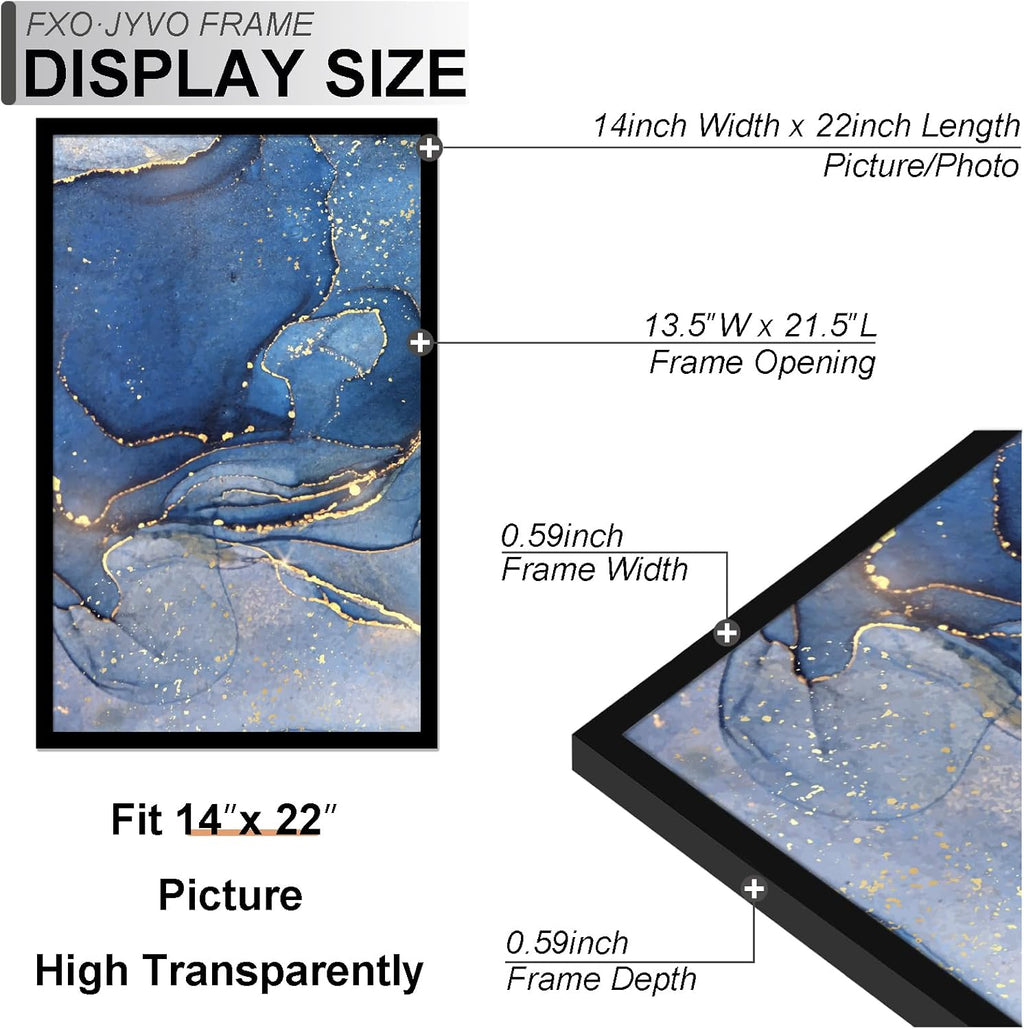 14x22 Picture Frame Set of 6, Black Frame for 14 x 22 Inch Picture Poster Photo, Light Weight and High Transparent 14 by 22 Frame for Wall - 6 Pack/Black/14 x22