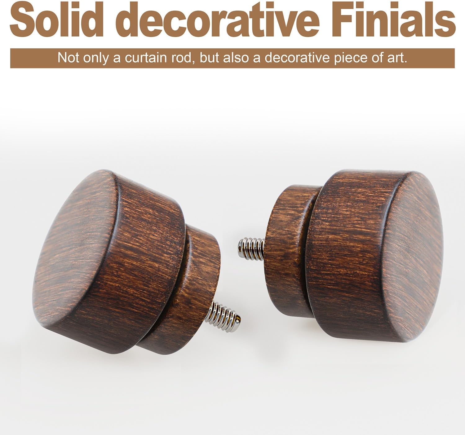 Antique Redwood Grain Curtain Rods for Windows 72 to 144 Inches 1" Diameter Heavy Duty Window Curtain Rod Adjustable with Solid Finials for Living Room Bedroom Kitchen Farmhouse Outdoor
