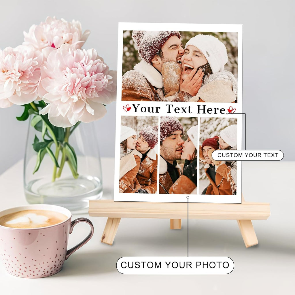 Custom Photo Frame with Stand, Personalized Picture Display, MDF and Wood Construction, Desktop Decor, Multiple Designs, Customizable Gift for Family and Friends