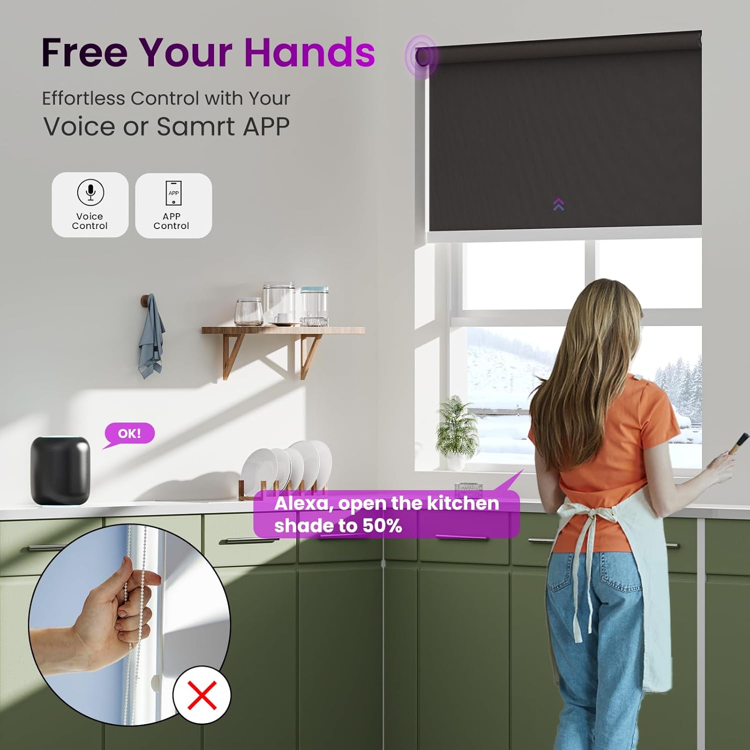 Astomi Motorized Roller Shades for Windows, Blackout Smart Blinds for Indoor, Effortless Remote & Voice Control, Compatible with Alexa, Google Home, Custom Size，Vinyl-Charcoal Gray
