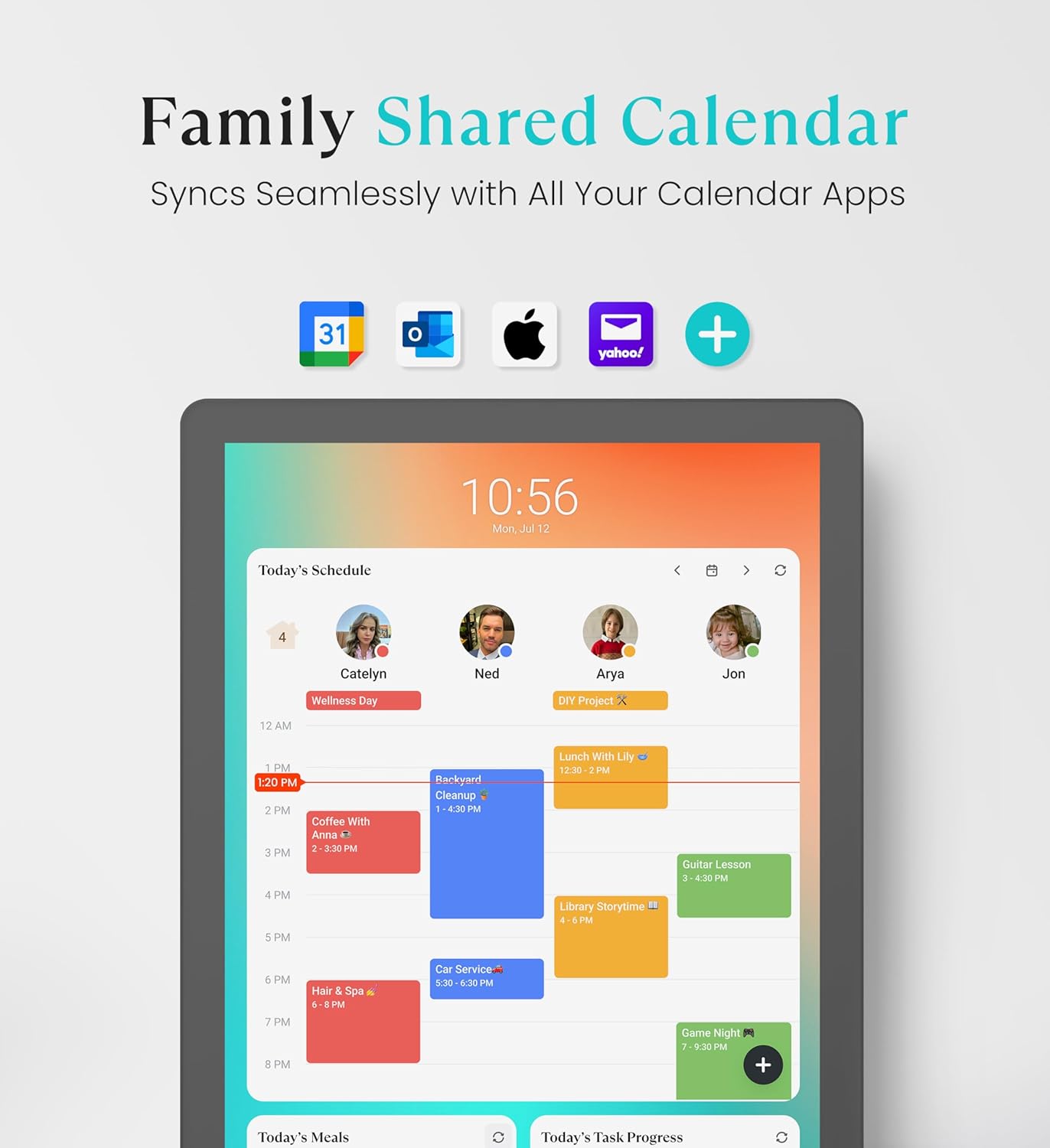 Cozyla Mate Digital Calendar+ 2: 24 Inch Wall Touch Screen Chore Chart Customizable Dashboard Smart Electronic Calendar for Family Schedules Meal Planner Supports All Google Play Apps Wall Mount Black