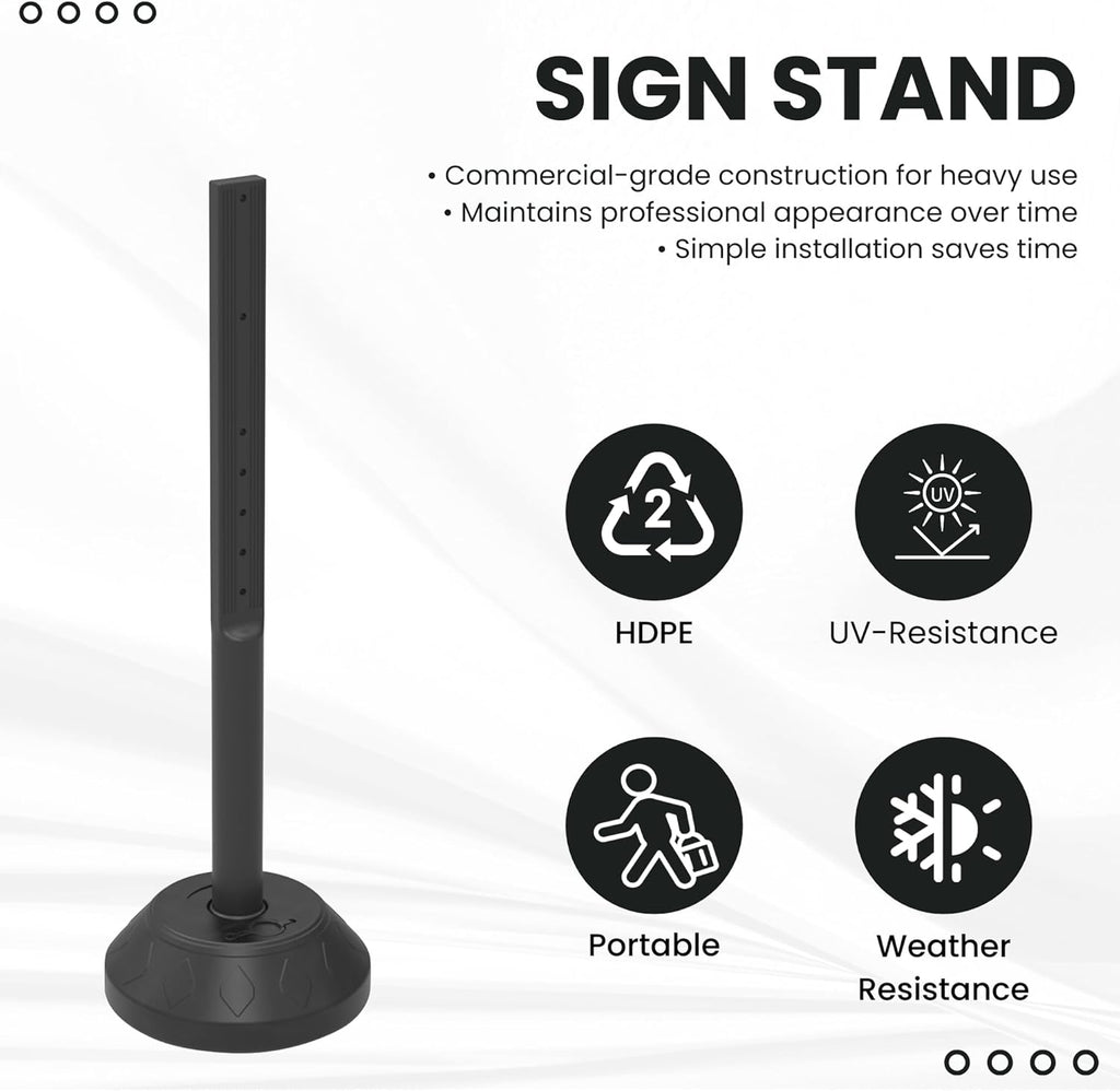 OrangeStar 6-Pack 41" Commercial Sign Holder with Water Weighted Base Set Kit, Portable Warning Sign Stand for Parking Lots, Construction Sites, Events, Includes Bolts & Nuts