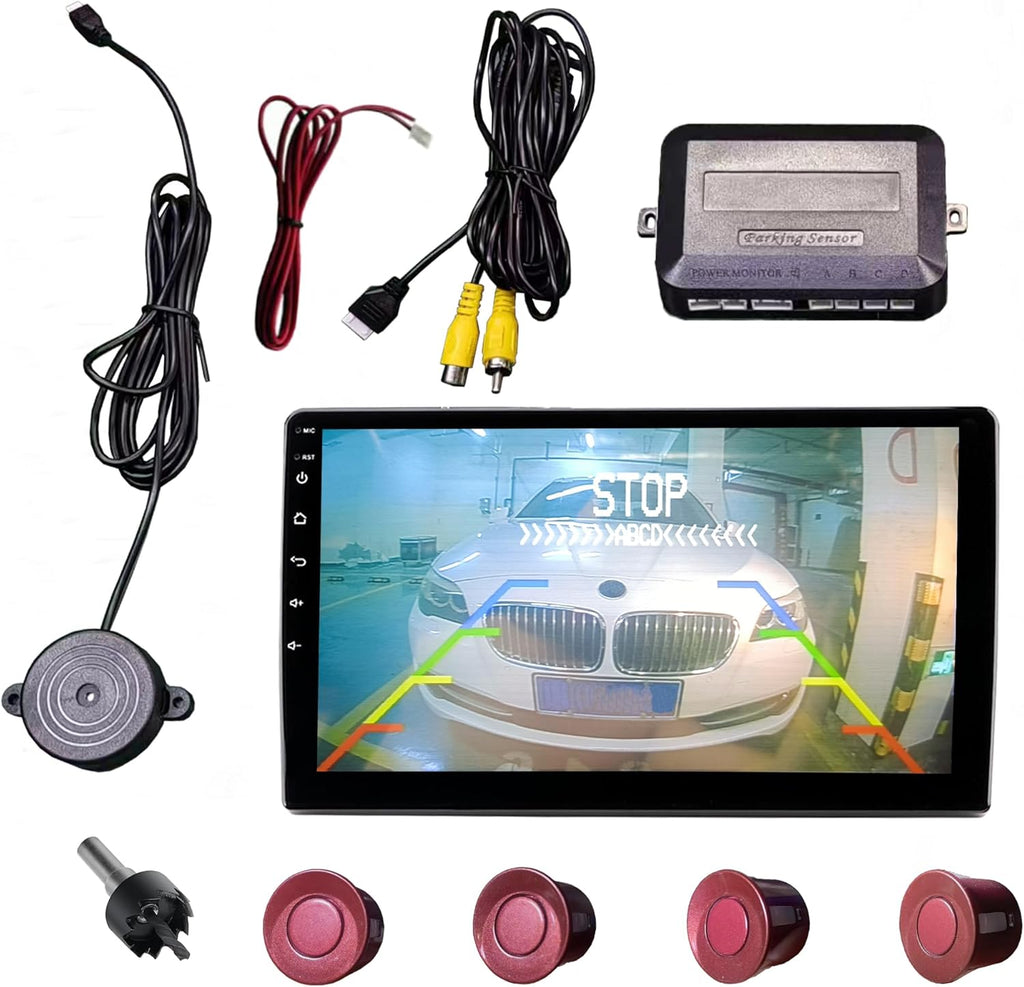LCD Parking Sensor Kit - Displays Data on Original Screen, Easy Rear Installation, Compatible with All Camera Formats (AHD, CVBS), 18 Probe Colors to Match Any Vehicle