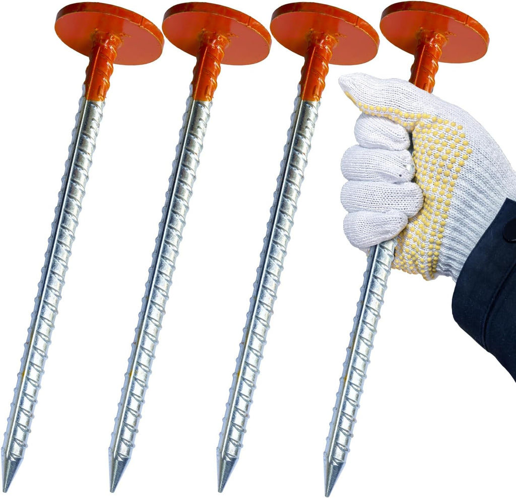 Rebar Survey Marker Stakes, 12 Inch Long - 1.35 LB Heavy Duty, Hi-Vis Orange (4 Pack)