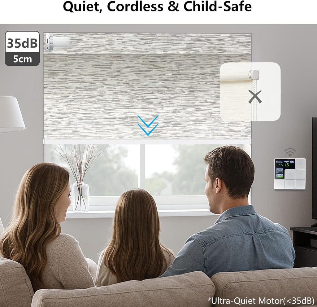 Smart Motorized Blinds – 100% Blackout Roller Shades with Remote, Alexa/Google Home/Siri Control, Matter Compatible, Wireless Rechargeable Battery, Custom Sizes for Windows & Sliding Doors