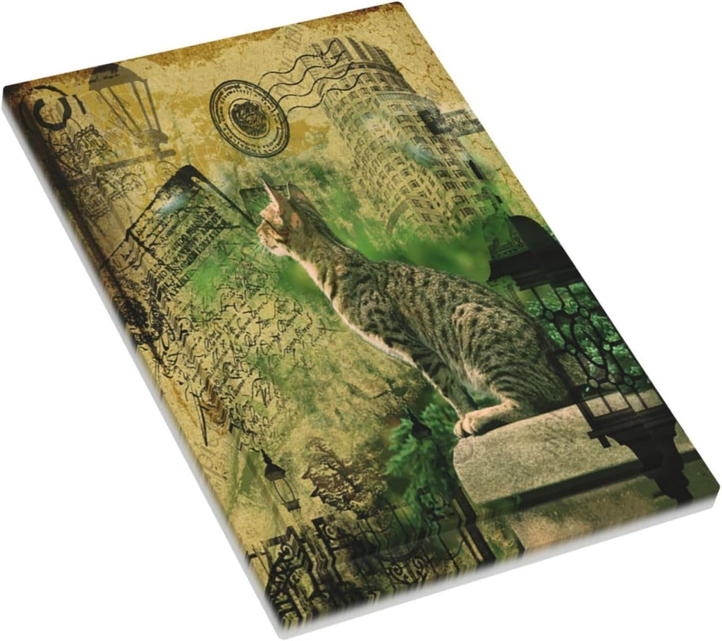 Light Switch Cover Plate Vintage Style Cat City Stamp 1 Gang No Device Blank Wall Plate Electrical Outlet Cover Decorative Switch Plate Covers for Bedroom Home Decor