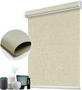 SmartWings Motorized Blinds Shades for Window Remote Control Work with Thread Apple Homekit Z-Wave Alexa 100% Blackout Dual-Sided Automatic Smart Roller Shade Customized 16"-110" W (Bouvardia Cream)