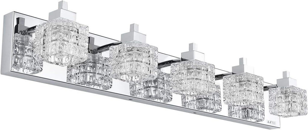TRLIFE Bathroom Light Fixture, Modern Bathroom Lights Over Mirror 5-Lights Vanity Light, 32inches Crystal Glass Vanity Lights