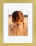 Golden State Art, 9x12 Picture Frame with Mat for 6x8 - High Definition Glass Wall Mounting Horizontal Vertical Display (Gold, 1 Pack)