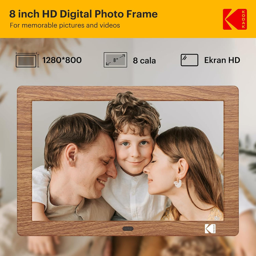KODAK 8 Inch Digital Picture Frame with Remote Control,1280 * 800 IPS HD Screen Digital Photo Frame, Auto-Rotate,Easy Operated Programmable Auto On/Off, NO WiFi